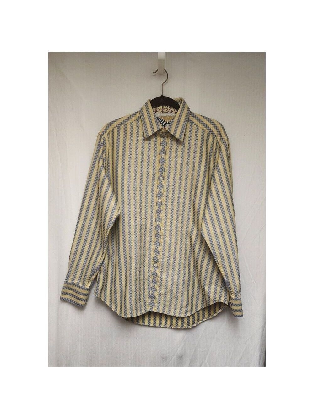 Robert Graham Men’s Multi-Yellow Long Sleeve Geometric Button Up Shirt Size L - Picture 3 of 9
